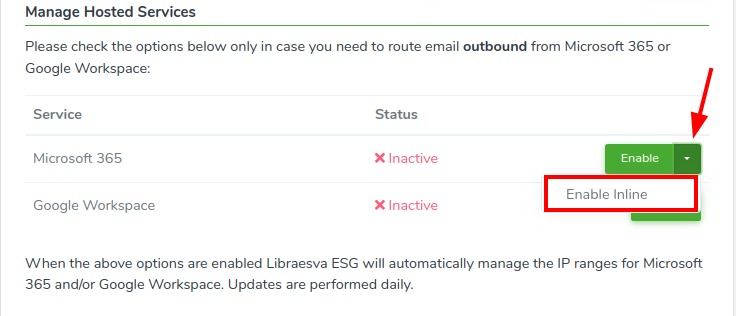 Microsoft 365 Inline configuration